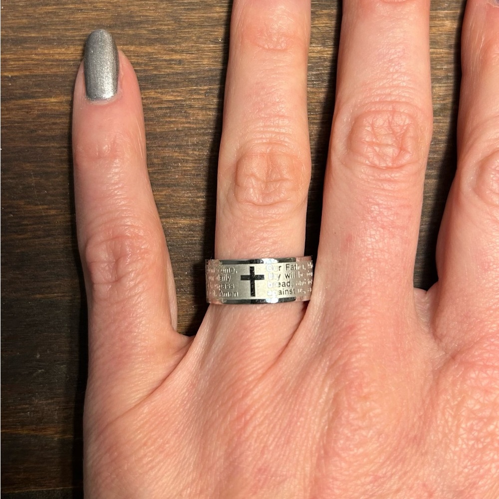 STEELTIME Stainless Steel Lord’s Prayer Ring, size 6